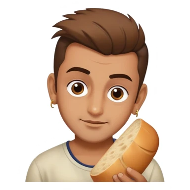 A boy with hair like sanjay dutt and earrings and good bread sticker