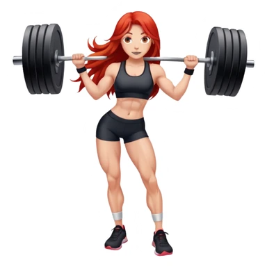 Cute gym girl with red long hair muscular leg sticker