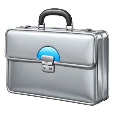 A luxury briefcase emoji made of polished silver chrome, smooth rectangular shape, metallic reflections, minimal high-end design, swag business aesthetic, iOS emoji style, centered, clean white background
 sticker