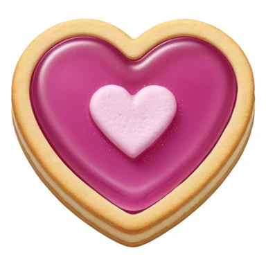 Realistic shortbread cookie in the shape of a heart with light margenta jelly middle filling and sprinkled powder sugar on top. sticker