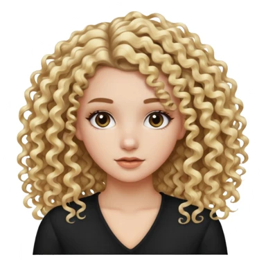 White girl with half blonde half black split dye curly hair sticker