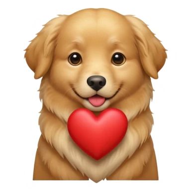 A dog holding a heart in its mouth (modelled after a Golden Retriever) sticker