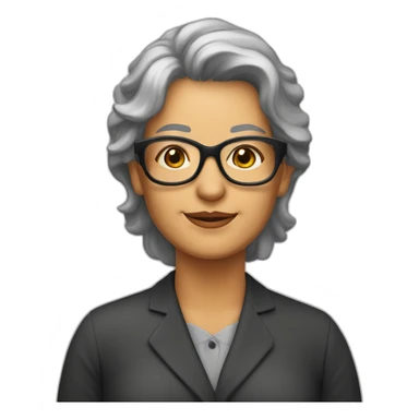 Profesora 62 años, pelo oscuro rizado, gafas, peca mejilla derecha sticker
