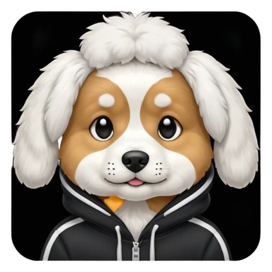 Dog with hoodie black and White  sticker