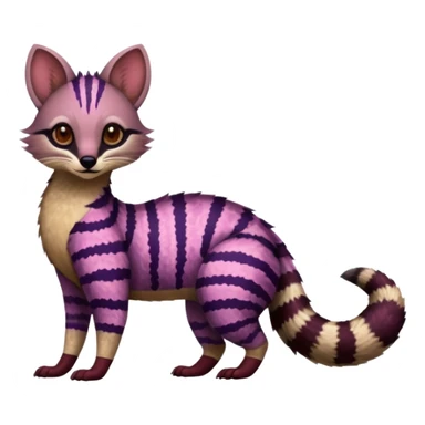 Purple red striped spotted dotted flecked exotic patterned tribal Numbat-Marsupial-Feline-Lykoi-Civet-Genet-Caracal-Cheetah-fusion (full body) sticker