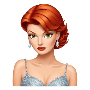 Red haired Linda Evangelista in evening gown sticker