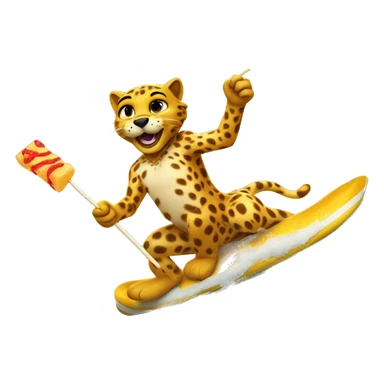Chester the cheetah riding the waves while eating hot cheetoes  sticker
