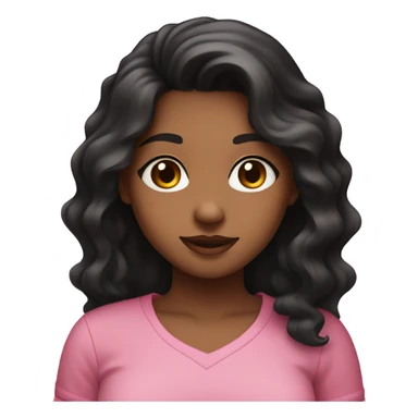 medium brown girl with black hair and pink shirt heart eyes sticker