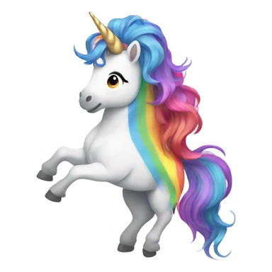 Unicorn tossing rainbow hair  sticker