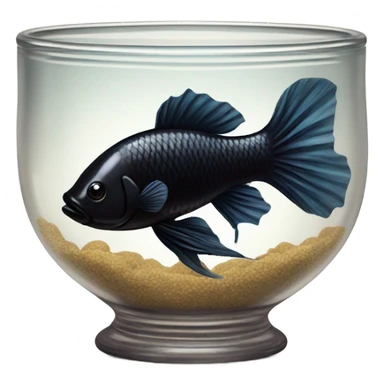 Black Beta fish in vintage bowl  sticker