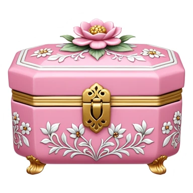 pink and white porcelain box with flowers  sticker