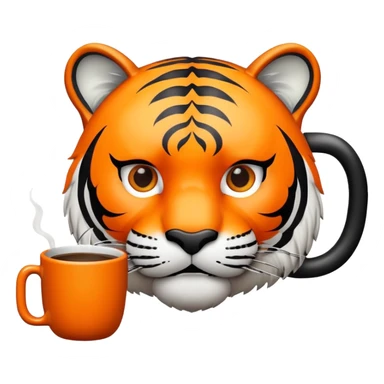 tiger face holding coffee mug for Twitch emote sticker