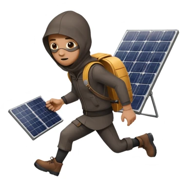 A thief is steal a solar panel sticker