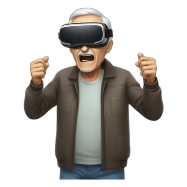 old man yells at vr headset sticker