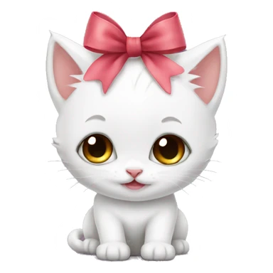 cute white kitten with bow sticker