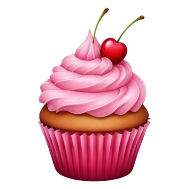 cupcake with pink icing and a cherry on top sticker