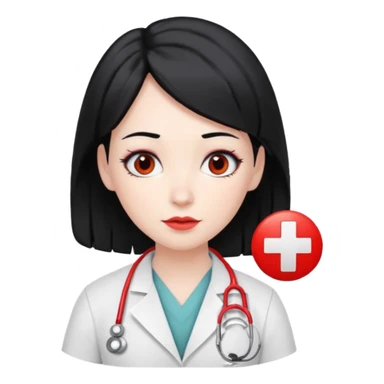 doctor with black hair and red hairclips  sticker