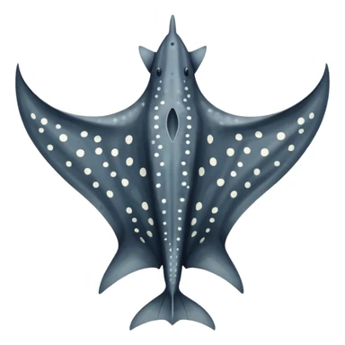 Spotted eagle sting ray with wide wingspan and long tail viewed from above sticker