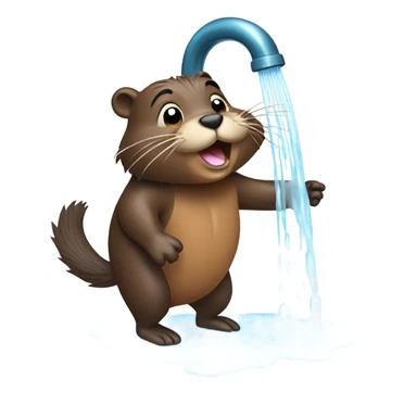 a beaver taking a shower sticker
