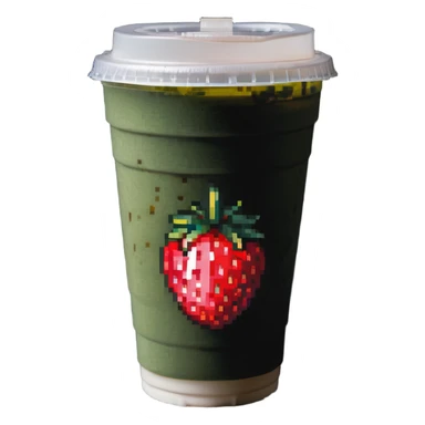 strawberry green tea in a to-go cup pixel art sticker