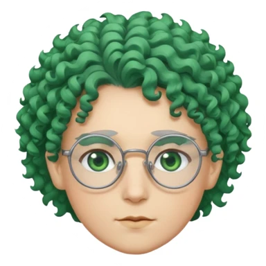 cabelo encaracolado, azul, óculos, olhos verdes, raça branca, penteado topo cabeça sticker