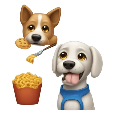 un perro comiendo macarrones sticker
