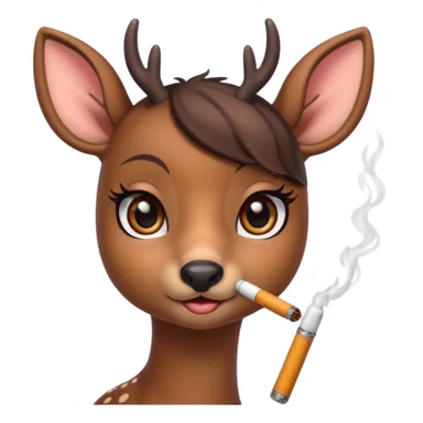 Cute female deer with cigarette with a bow bigger eyes bigger eyeliner and eyelash dont make it look human sticker
