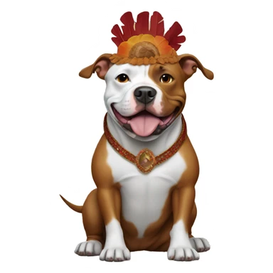 Pitbull dog wearing turkey costume  sticker