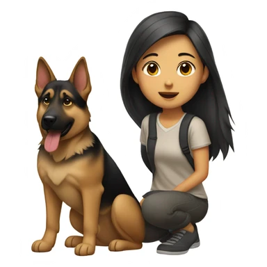 Asian girl with German Shepard  sticker