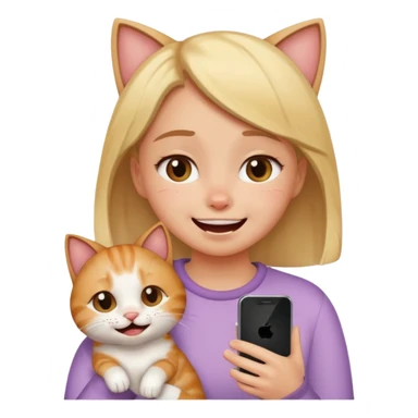 Girl crying laughing at a funny cat video on her phone sticker