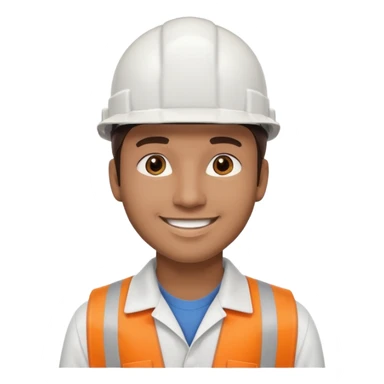 25-year-old man, engineering graduate, dark brown eyes, white hard hat, and light brown skin tone sticker