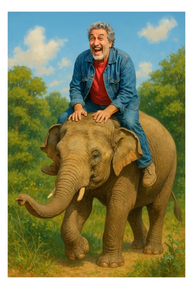 Alain chabat sur un éléphant  sticker