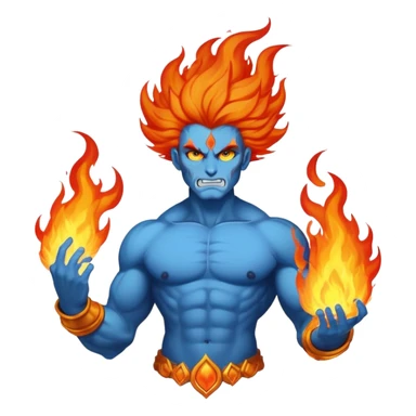 Hades blue god with flaming hair sticker
