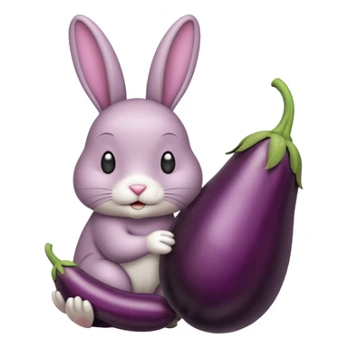Un lapin avec une aubergine sur la tête sticker