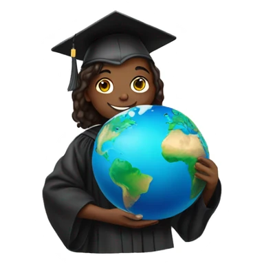 student holding planet in graduation gown sticker