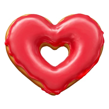 Realistic isolated heart shaped donut with red frosting. sticker