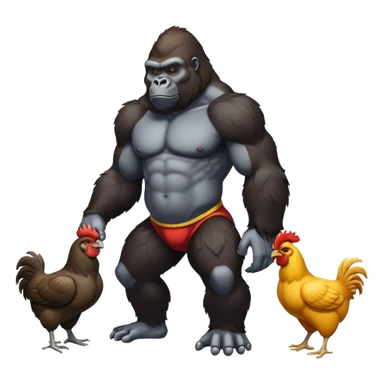 Gorilla with chickens sticker