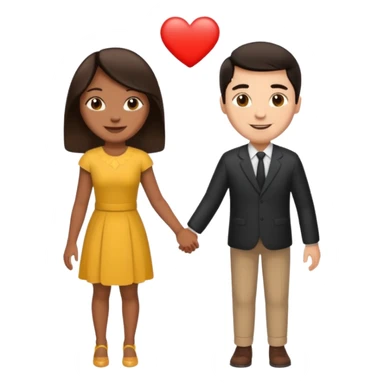tan skin black haired woman holding hands with brown hair white man sticker