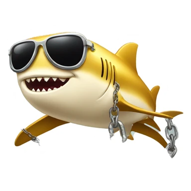 golden shark with chain and sunglasses sticker