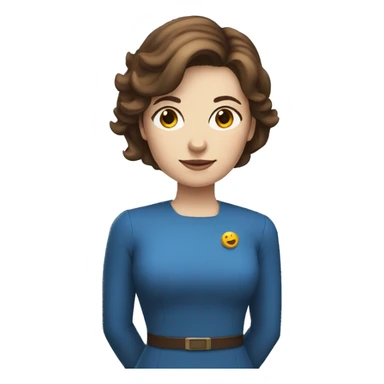 superhero female headteacher with short brown hair and blue dress  sticker