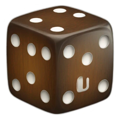 A dice with no numbers and the letters “vc” inside sticker