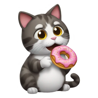 cat eating donut sticker