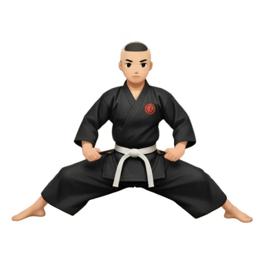 An icon depicting a martial artist in a black gi performing an Aikido technique in a dojo. The background showcases wooden floors, traditional dojo decor, and soft lighting that creates a peaceful yet focused atmosphere. The Aikido practitioner demonstrates fluid movement and precision.  sticker