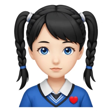 japanese schoolgirl with black twintails and blue eyes sticker