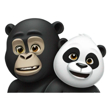 Panda and a gorilla playing  sticker