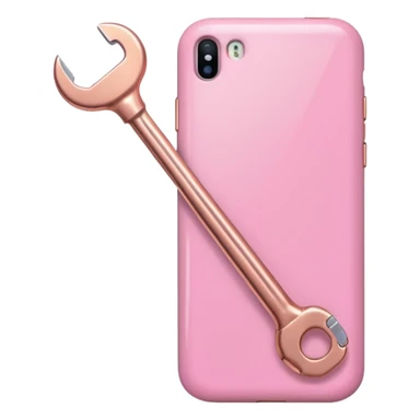 pink girly cellphone with a cute wrench sticker