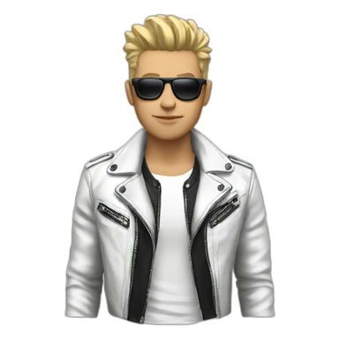 Punk male-with white leather jacket-mirror glasses sticker