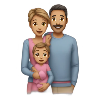 Une famille avec 2 enfants et un bébé  sticker
