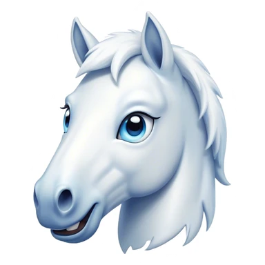 Cinematic Comical White Horse Portrait Emoji, Head tilted dramatically with an exaggeratedly amused expression, featuring a striking white fur with a glossy finish and wide, expressive blue eyes filled with playful disbelief, Simplified yet hilariously expressive features, highly detailed, glowing with a slightly sassy glow, high shine, dramatic yet playful, stylized with an air of cheeky mischief, bright and endearing, soft glowing outline, capturing the essence of a spirited and over-the-top horse, so meme-worthy it feels like it could side-eye its way into internet fame instantly! sticker