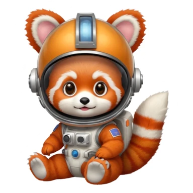 baby cute red panda in astronaut helmet sticker